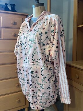 adidas Pink Floral Hooded Bomber Jacket